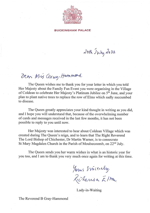 Letter from Buckingham Palace