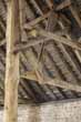 Tithe Barn at Falmer interior roof beams in June 2021
