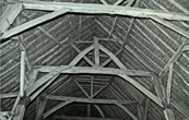 Falmer Tithe Barn interior on 27 November 1974