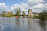 Falmer Pond with Church in background in April 2014