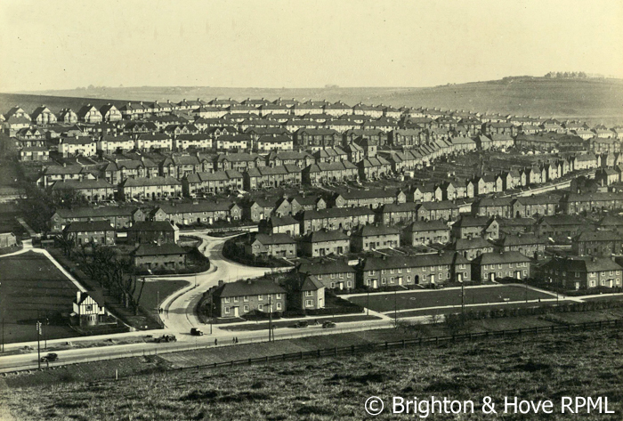 1930s South Moulsecoomb from hill NW side Lewes Rd