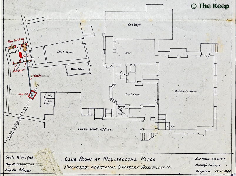 1944 plan showing site for additional toilets
