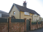 Railway Cottages boarded up ready for demolition 12 April 2020