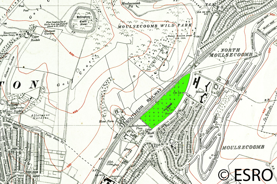 1938 OS Map showing Bates Nursery Estate
