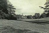 Distant view of Stanmer Church on 13 May 1974