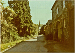 View towards church past Stanmer Stables entrance on road