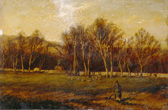 "Stanmer Park" by Richard Henry Nibbs showing sheep and trees within a walled park 1874