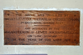 Plaque below First World War Memorial in Falmer Church