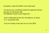 WW1 text under Memorial Board