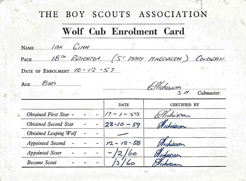 Ian Ginn Cub Certificate