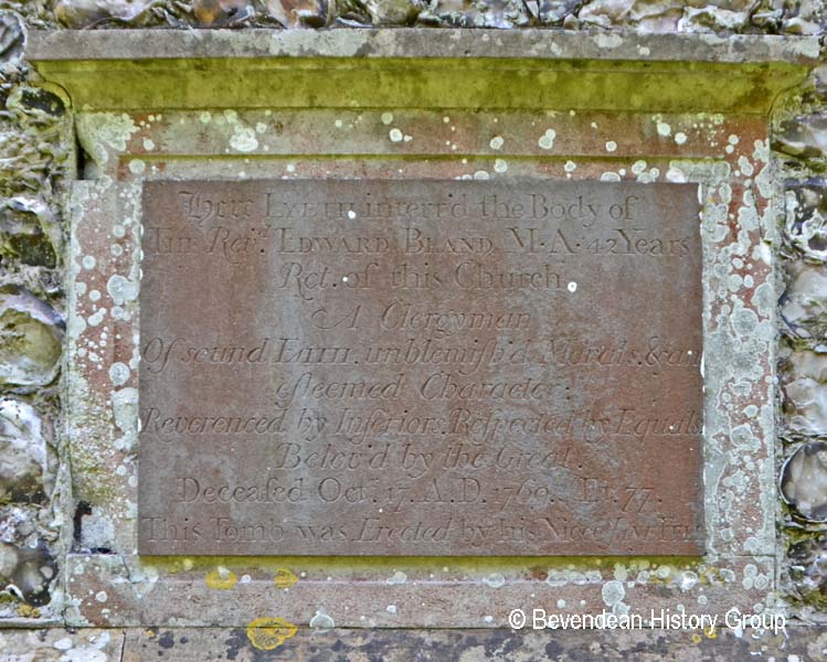 Plaque for Revd Edward Bland
