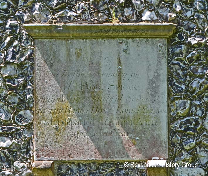 Plaque to Mr Robert Speak