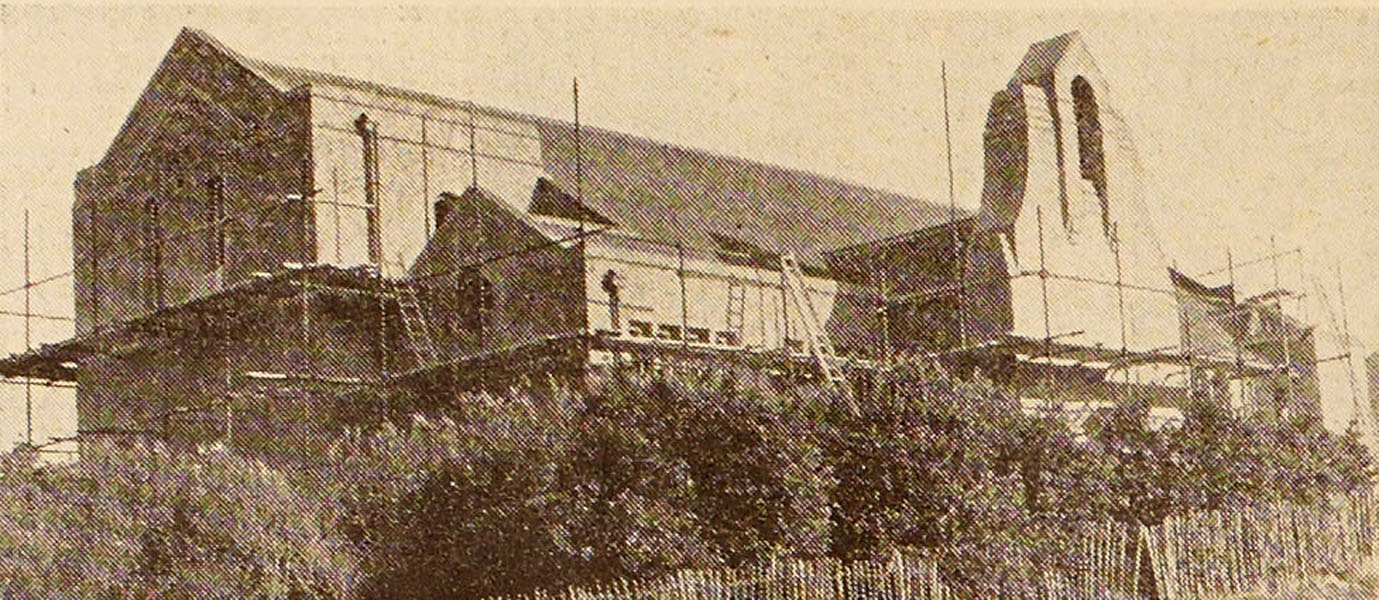 The new St Cuthmans rises at Whitehawk March 1952