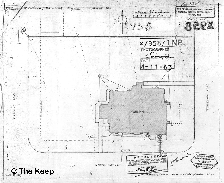 Plan of St Cuthmans Church, Whitehawk May 1937