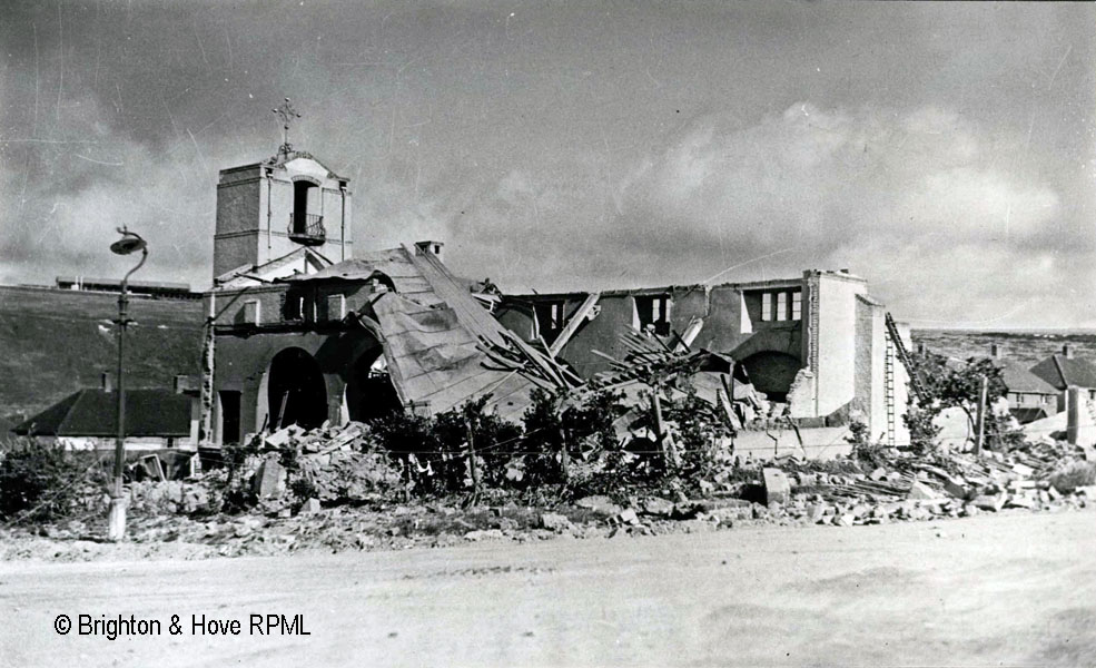 St Cuthmans Church after it was bombed in 1943