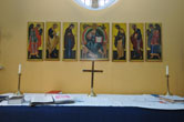 St Cuthman's Church Lady Chapel pictures behind altar Feb 2011