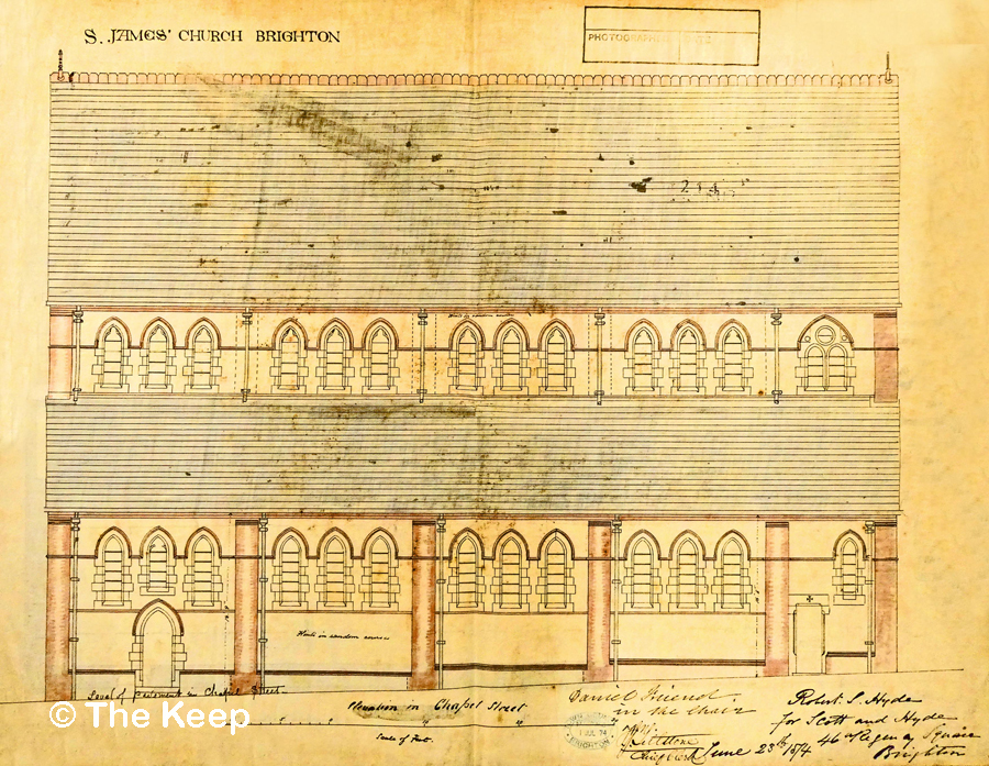 Elevation to Chapel Street of St James Church