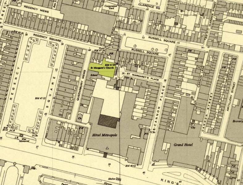 St Margaret's Church location map 1952