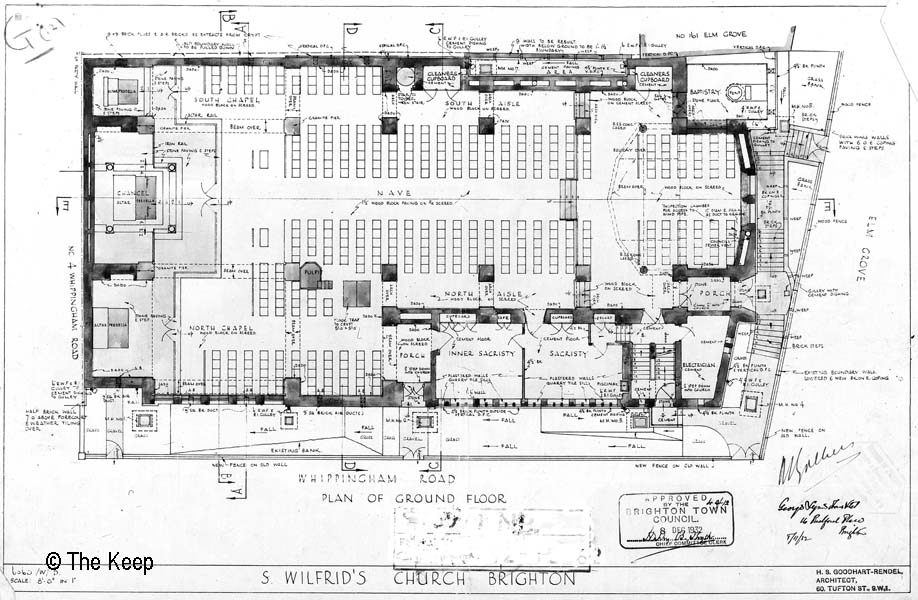 Ground plan St Wilfrid Church dated 8 Nov 1932