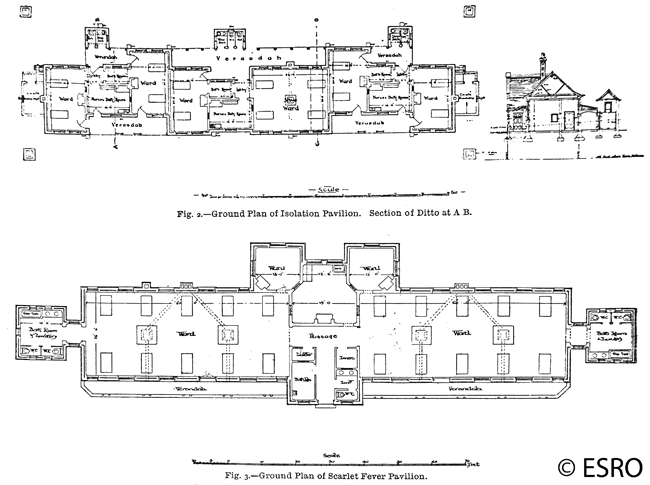 Plans for two wards built in 1898