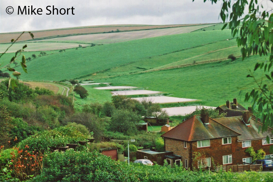 The Earth Dams behind Bodiam Close in Oct 2000
