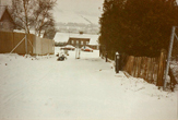 Snow on roadway to site in December 1997