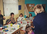 The children enjoying Christmas in the creche Dec 1999