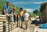 The men enjoying their retaining wall Spring 2000