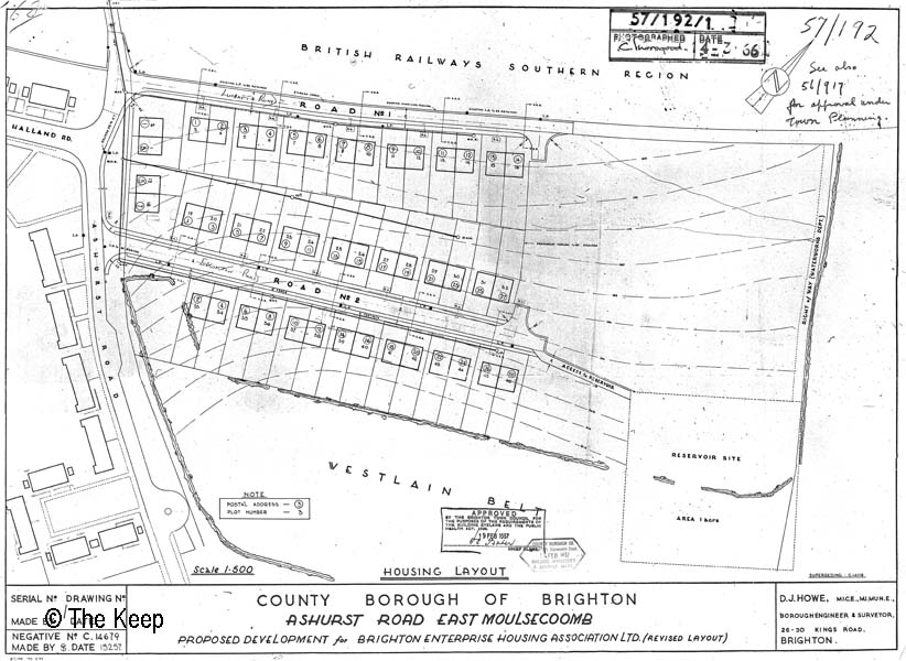 Site plan Brighton Enterprise Housing Association dated 15 February 1957.