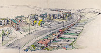 Sketch of flats proposed from Heath Hill Avenue January 1947