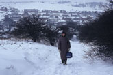 1986 Walking up Juggs Lane in Snow