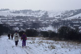 1991 Walking up Juggs Lane in Snow