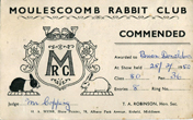 25 February 1950 Brian Donalson Commended Moulsecombe Rabbit Club