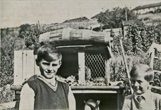 Brian's brother in the back garden of no. 73 the Avenue about 1946 or 47, with Higher Bevendean in the background