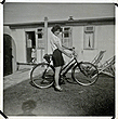 1950s Diane's sister on Bicycle at Heath Hill Ave Prefab