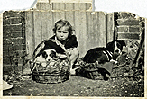 1950c Diane Perkins and Puppies at Lower Bevendean Farm