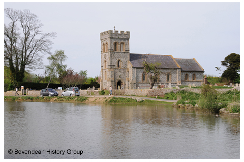 Church across pond