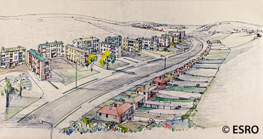 Artist Sketch of blocks of flats proposed for Heath Hill Avenue