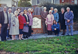 Local people in front of Commemorative Stone - unknown date