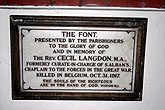 Plaque for Font at St Albans Church in 2011
