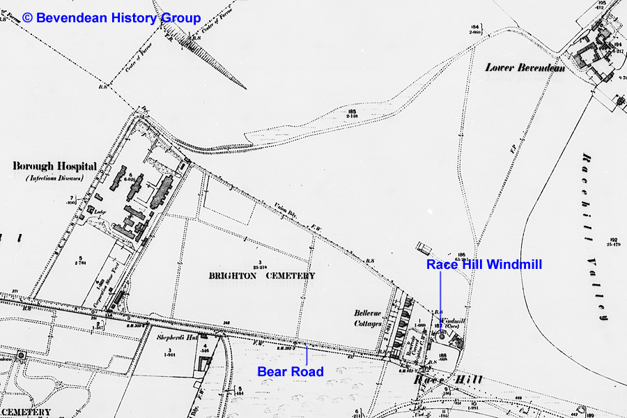 1898 Map showing position of windmill at Race Hill